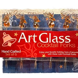 LSArts Handmade Reindeer Set of 6 Cocktail Forks